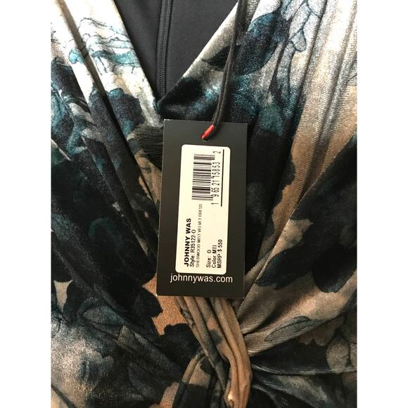 Johnny Was Sherwood Mist Velvet Maxi Sz 0 Boho Luxe Floral Dress Style R35122-0 - Picture 6 of 7